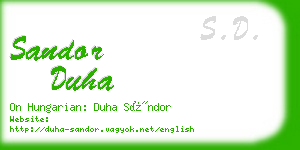 sandor duha business card